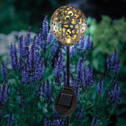 Paletto solare sferico da giardino con LED a luce bianca calda. Decorazione da giardino. Lampada solare esotec 102385 precio