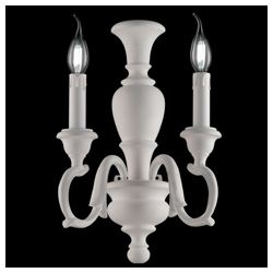 Applique in legno e pasta di legno bianco shabby 2 luci en oferta
