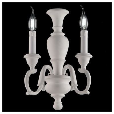 Applique in legno e pasta di legno bianco shabby 2 luci