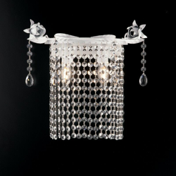Applique in ferro laccato bianco con decorazione shabby 2 luci con strass ottagonali en oferta