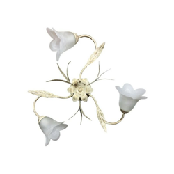 Plafoniera Amelia 3Xe14 Montatura Avorio Oro Vetro Spugnato Bianco Diam.60-P.16 en oferta