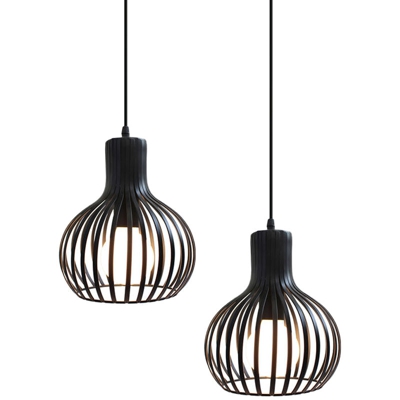 2X Luce Pendente Retrò Lampadario Antico Lampada a Sospensione Industriale E27 Nero Luce Sospesa Vintage per Soggiorno Camera da Letto Del Caffè