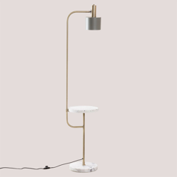 Lampada da terra con tavolo Águeda Celadon Marmo - Ottone - Sklum características