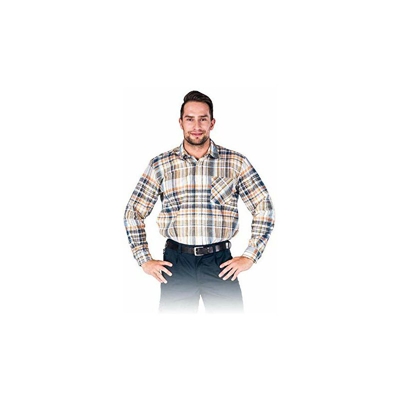 KF-Gbep_XXL, camicia protettiva in flanella, blu navy, beige, arancione, taglia XXL - Reis