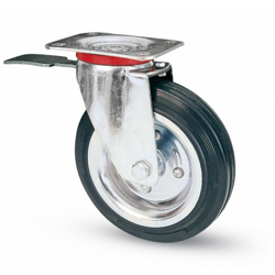 Ruota Girevole in Gomma Con Freno Posteriore per Carrelli Ø 150 mm Piastra 100x85 mm Avo en oferta