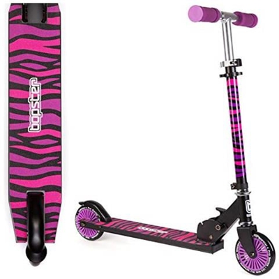 Bopster Monopattino Kick A 2 Ruote Pieghevole Per Bambini - Viola Zebrato