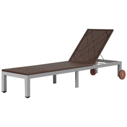 Lettino Prendisole Con Ruote In Polyrattan Marrone características