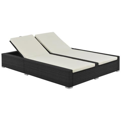 Lettino Prendisole Doppio In Poyrattan Nero