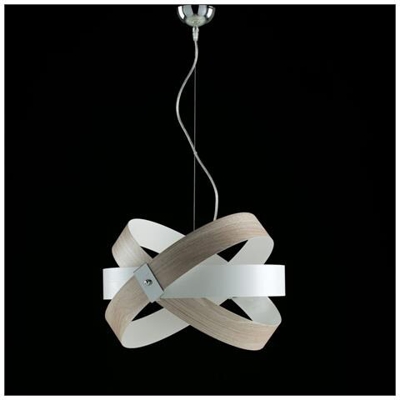 Lampadario Sospensione Moderna In Ferro Laccato Bianco E Cromo Cm 48