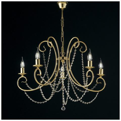 Lampadario In Ferro Dorato 5 Luci Con Strass Ottagonali Barocco características