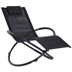 Sedia A Dondolo Moderna In Textilene, Nero, 154x80x84cm precio