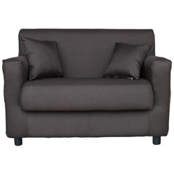 Divano Mini 2 Posti Imbottito In Tessuto Sfoderabile Bologna Marrone Scuro en oferta