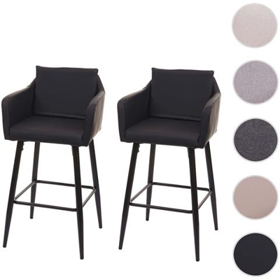 Coppia Sgabelli Bar Lounge Hwc-h93 Poggiapiedi 105x54x53cm ~ Ecopelle Nero