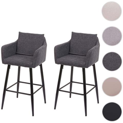 Coppia Sgabelli Bar Lounge Hwc-h93 Poggiapiedi 105x54x53cm ~ Tessuto Grigio en oferta