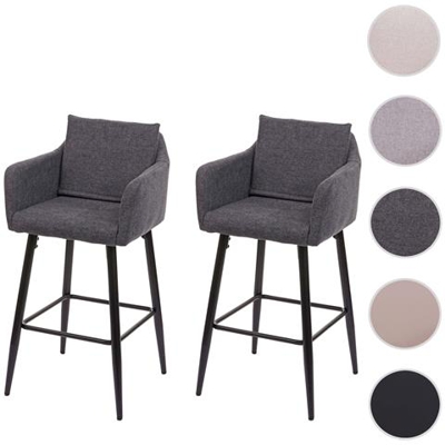 Coppia Sgabelli Bar Lounge Hwc-h93 Poggiapiedi 105x54x53cm ~ Tessuto Grigio