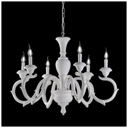 Lampadario In Legno E Pasta Di Legno Bianco Shabby 6 Luci Barocco características