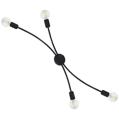 Plafoniera 4 Luci Montatura Verniciata Nero 97x19xh32 Cm