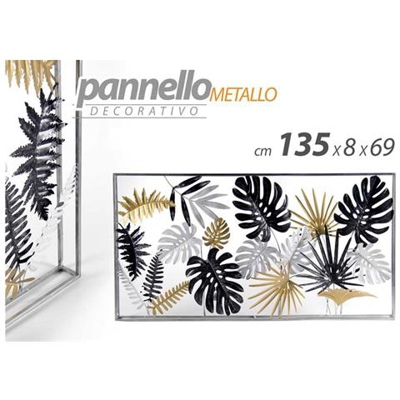 Decorazione In Metallo Quadro A Muro Cm 135 X 69 Natura