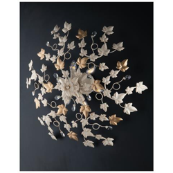 Plafoniera Edera Avorio Oro Artigianale 6 Luci Cm 80 en oferta