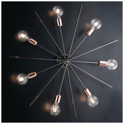 Plafoniera Moderna Industrial Ferro Cromo Nero Cm 95