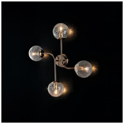 Plafoniera Moderna In Ferro Oro Lucido 4 Luci Con Sfere In Vetro Soffiato en oferta