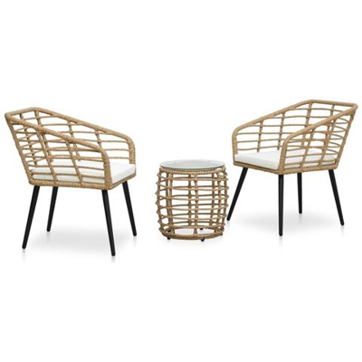 Set Da Bistrot 3 Pz In Polyrattan Rovere