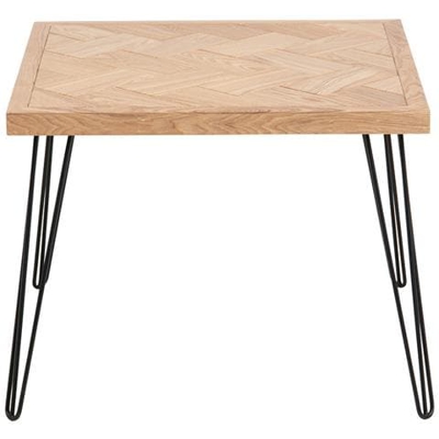 Tavolino Quadrato Maka Effetto Chevron E Metallo L60 Cm