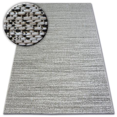 Tappeto Di Spago Sizal Floorlux 20389 Argento / Nero Melanz Toni Grigio E Argento 200x290 Cm