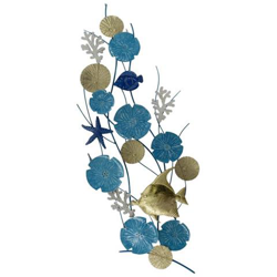 Quadro Decorazione Mare Metallo Fondale Marino Cm 49,5x135x6 características