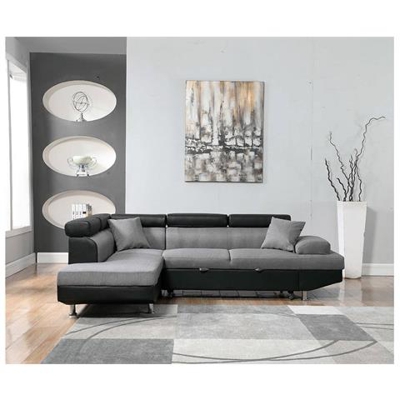Divano Ad Angolo Convertibile ''sophia Luxe'' - Nero / Grigio - Angolo Sinistro
