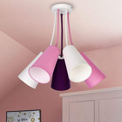 Plafoniera Wire Kids 5 luci, bianco/rosa/viola