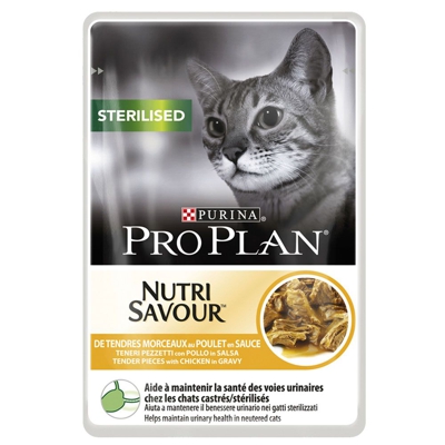 6 x 85 g Pro Plan Nutri Savour Sterilised - Teneri pezzetti con Pollo in Salsa
