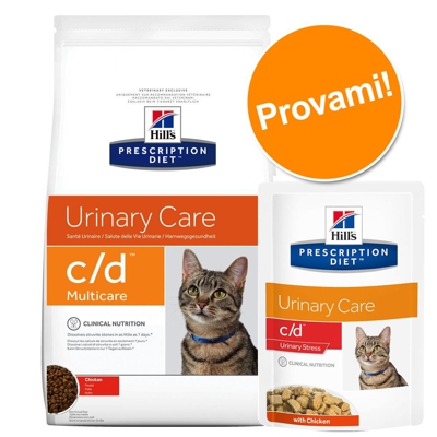 Set misto secco + umido per gatti Hill's Prescription Diet - c/d 1,5 kg + 12 x 85 g