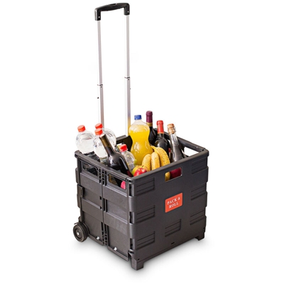 Relaxdays - Carrello Porta Spesa, Plastica, Nero, con misure H X L X B: 39 x 42 x 37 cm, portata 35 kg