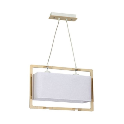 Lampada a Sospensione Vega - Lampadario - da Soffitto - in Metallo, Legno, Tessuto, 50 x 14,5 x 80 cm, 2 x E27, 60W