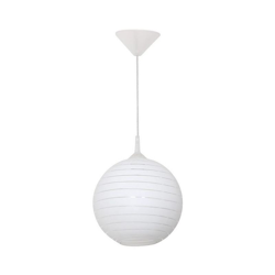 Lampada a Sospensione Cora - Lampadario - da Soffitto - Bianco in Plastica, Vetro, 25 x 25 x 70 cm, 1 x E27, 60W en oferta