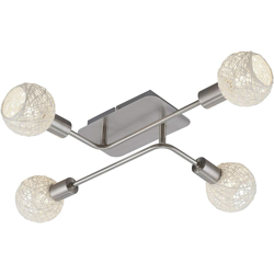 Briloner - Plafoniera Nature Ball A 4Luci 5,5W E14 Nickel Satinato/Carta Bianca en oferta