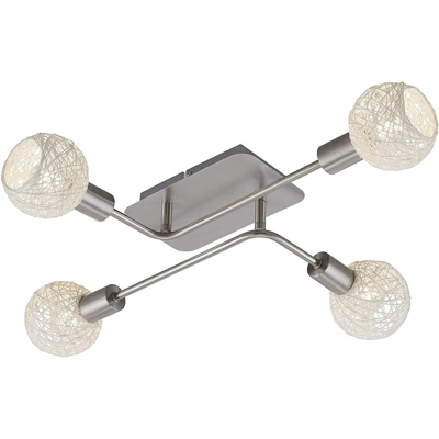 Briloner - Plafoniera Nature Ball A 4Luci 5,5W E14 Nickel Satinato/Carta Bianca
