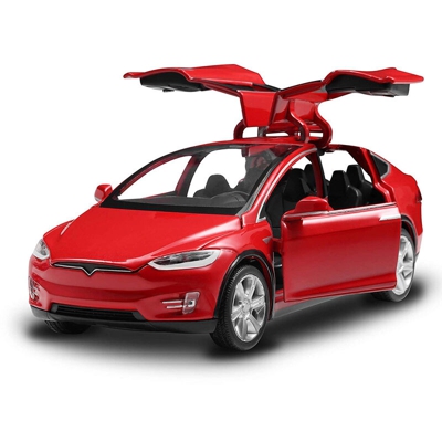 Tesla auto sportiva in lega modello di auto giocattolo per bambini 1:32 suono e luce tirare indietro modello di auto rosso