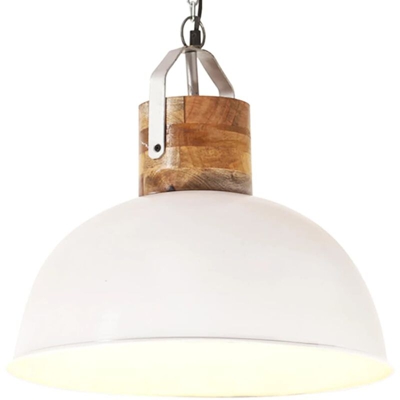 vidaXL Lampada Soffitto Industriale Bianca Rotonda 42 cm E27 in Mango - Blanco