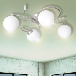 Lampadario con Foglie Trasparenti Acrilico Paralumi Vetro 4 G9 en oferta