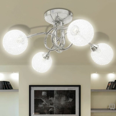 Lampada da Soffitto Paralume in Rete Metallica 4 Lampadine G9