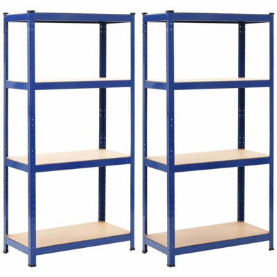 Scaffali 2 pz Blu 80x40x160 cm in Acciaio e MDF