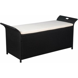 Cassapanca con Cuscino 138 cm in Polyrattan Nero precio