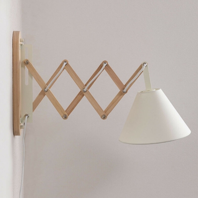 SKLUM Applique da parete allungabile Menes Bianco - Legno Naturale Gomma Legno - Tessuto