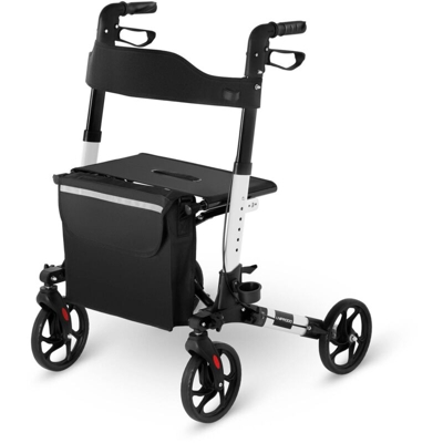 Deambulatore Rollator Girello Per Anziani Esterno Pieghevole Borsa Spesa Bianco