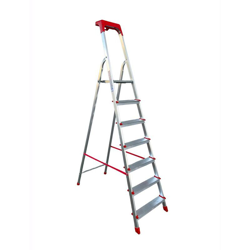 Scala Domestica in Alluminio 7 Gradini Antiscivolo con Portaoggetti Altezza pedana 145 cm precio