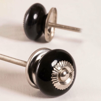 SKLUM Set di 2 maniglie in ceramica Erek Nero Ceramica