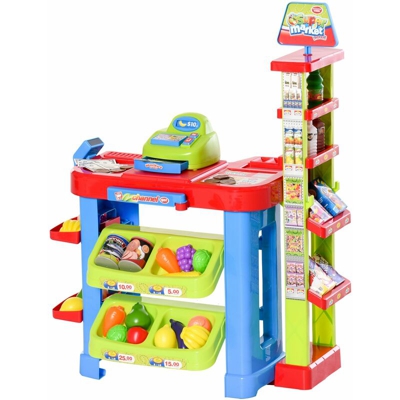 Gioco Supermarket per Bambini Luci e Suoni Cassa Giocattolo e Accessori - Homcom