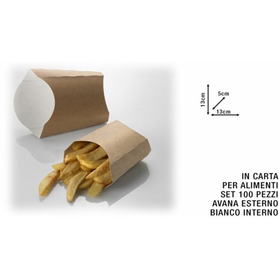 BOX FRITTI SET 100 PZ. CM.13X5X13h AVANA-BIANCO